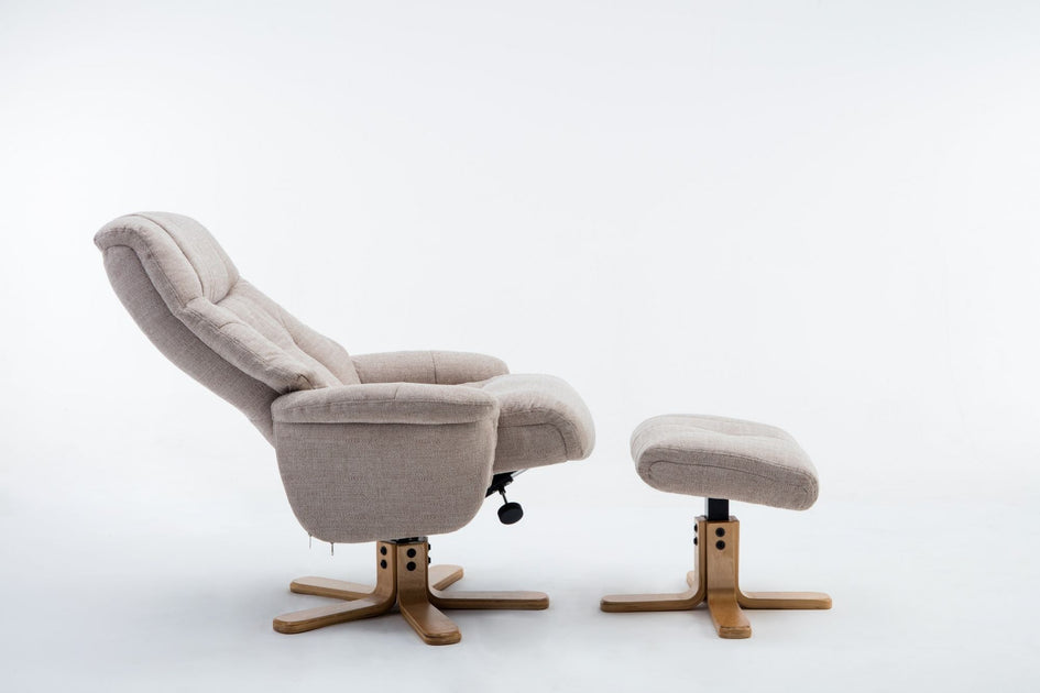 Durham Fabric Recliner with Footstool Wheat A World of Furniture