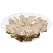 Root Lombok Coffee Table Round Large with Glass Top