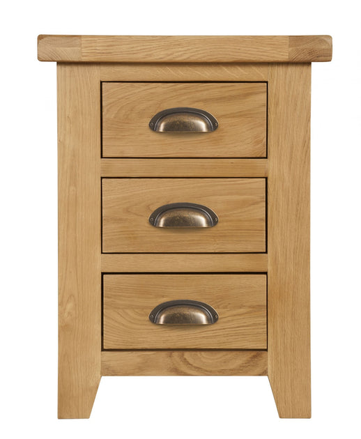 Wexford Oak 3 Drawer Bedside Table A World of Furniture