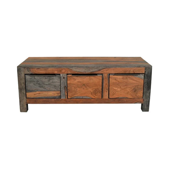 Goa 'Dark Tinted' Solid Sheesham - 3 Drawer Coffee/ Tv Unit