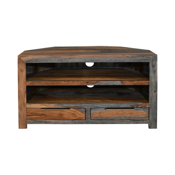 Goa 'Dark Tinted' Solid Sheesham - Corner Tv Unit