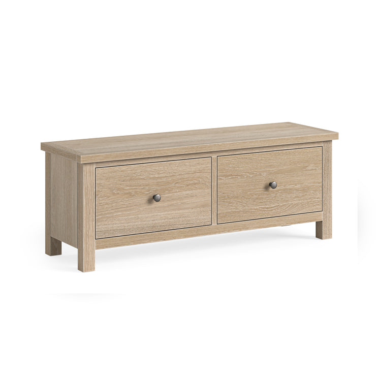 Country - Washed Oak - Large 2 Drawer Bench