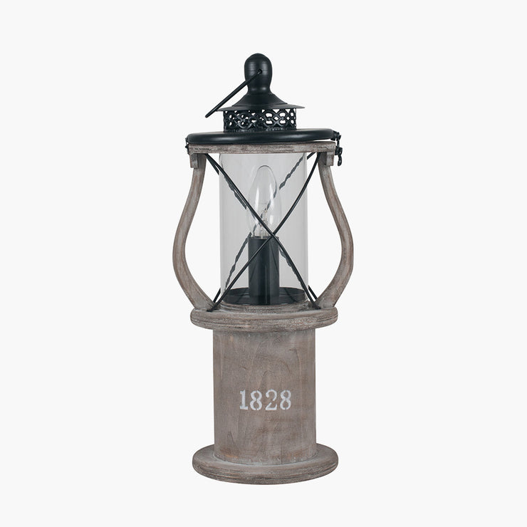 Gibson '1828' Lantern Table Lamp - Antique Wood