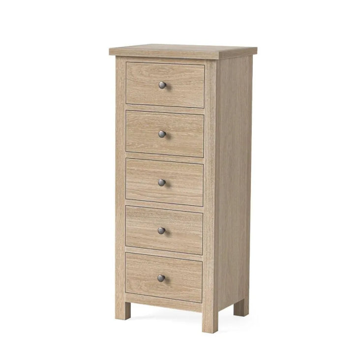 Country - Washed Oak - 5 Drawer Tall Chest