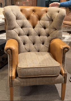 Castleton Armchair - Harrington Tweed & Leather Trim