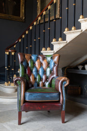 Bowes Hexham Leather Harlequin Patchwork Armchair