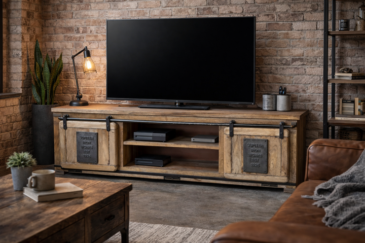 Industrial Sliding Door TV Unit – A World of Furniture