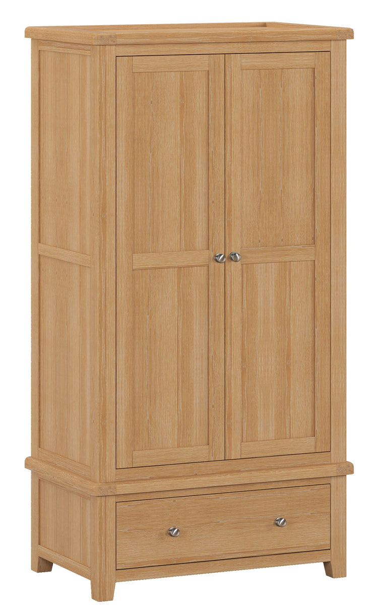 Charter Washed Oak Double Wardrobe with 1 Drawer