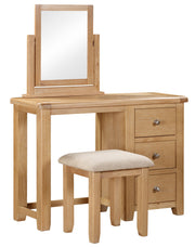 Charter Washed Oak Dressing Table, Mirror & Stool Set
