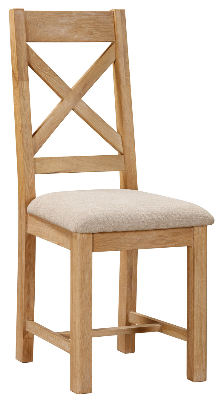 Charter Washed Oak Cross Back Chair - Beige Pad