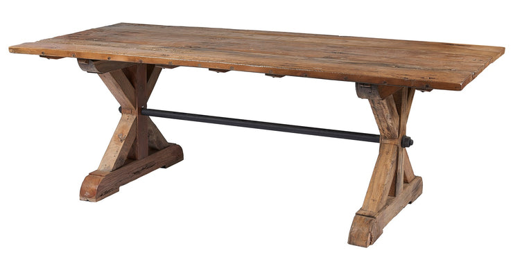 Cross Leg Boatwood Table (with Iron Bar)