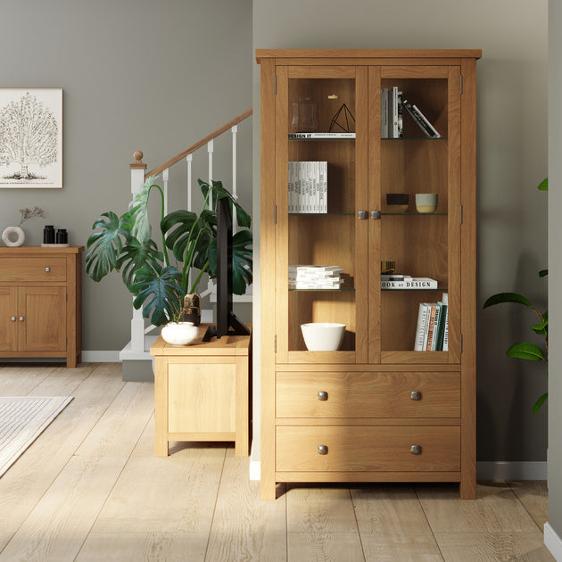 Dover Light Oak Glazed Display Cabinet – A World of Furniture