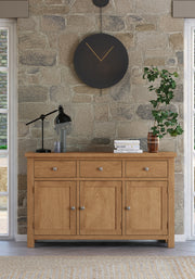 Dover Light Oak 3 Door Sideboard with Drawers