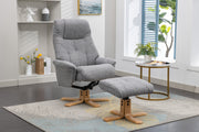 Durham Fabric Recliner with Footstool - Rock