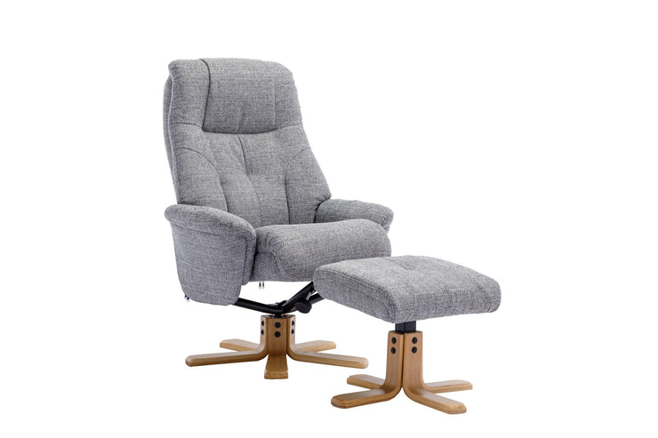 Durham Fabric Recliner with Footstool - Rock