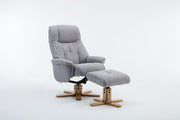 Durham Fabric Recliner with Footstool - Silver