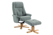Durham Fabric Recliner with Footstool - Teal