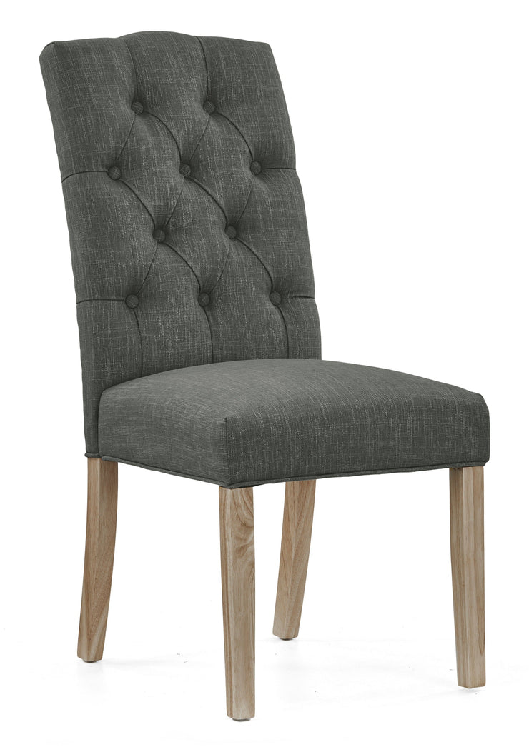 Chatsworth - Stone Grey Button Back Dining Chair - Charcoal