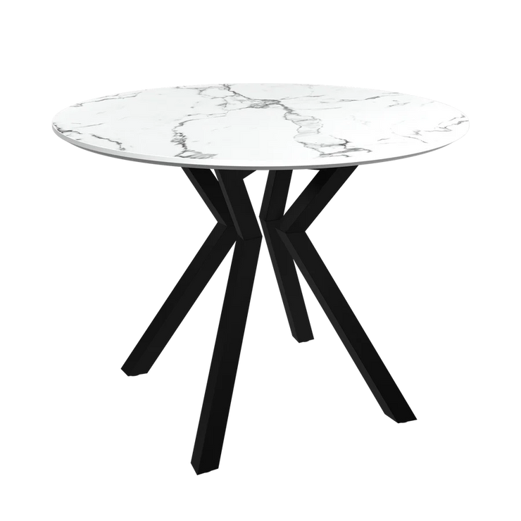 Torelli - Lorenzo 110cm Round Dining Table, White Marble Effect