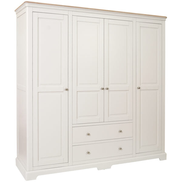 Lydford Painted Large Quad 4 Door Wardrobe with Drawers – A World