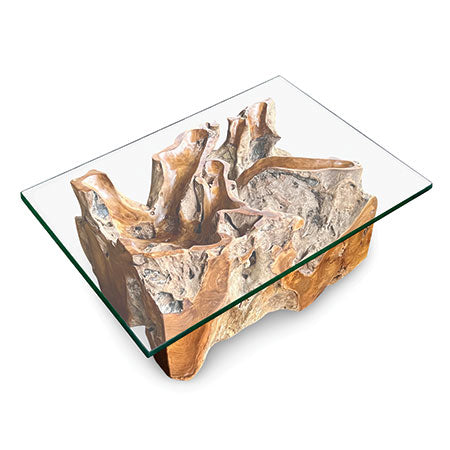 Root Lombok Coffee Table Rectangle with Glass Top – A World of Furniture