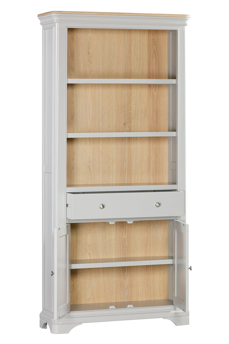 Savoy Dove Grey Tall Bookcase with Cupboard & Drawer