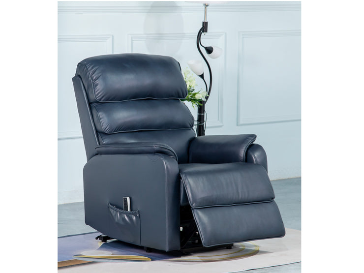 Westbury Navy Leather Riser Recliner Chair