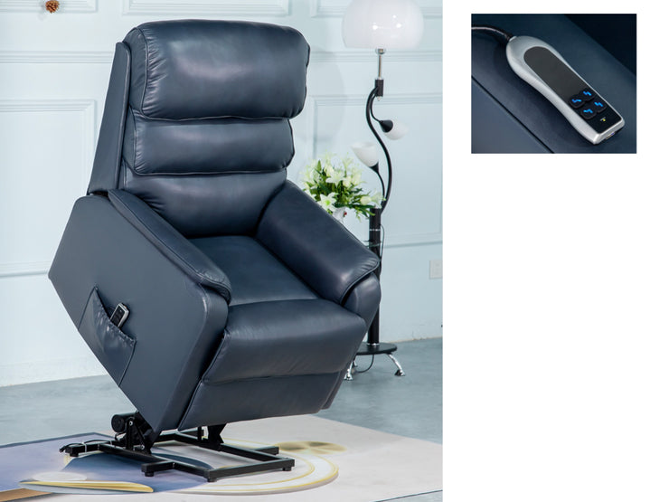 Westbury Navy Leather Riser Recliner Chair