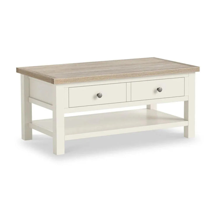 Country - White - Coffee Table With Drawer and Shelf