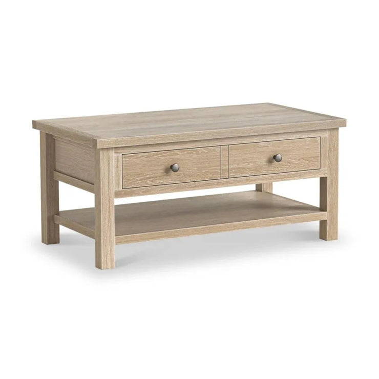 Country - Washed Oak - Coffee Table With Drawer and Shelf