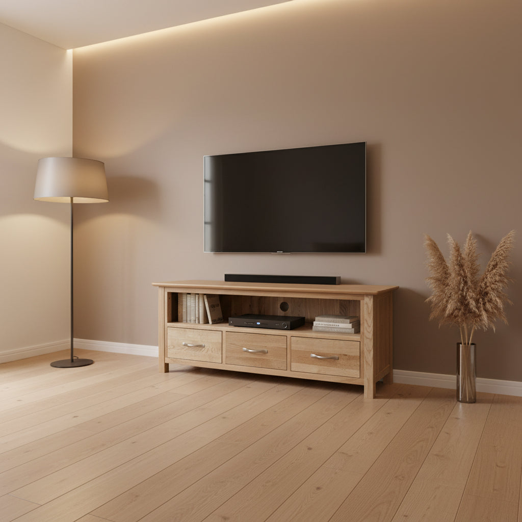 Newland Oak 3 Drawer TV Unit