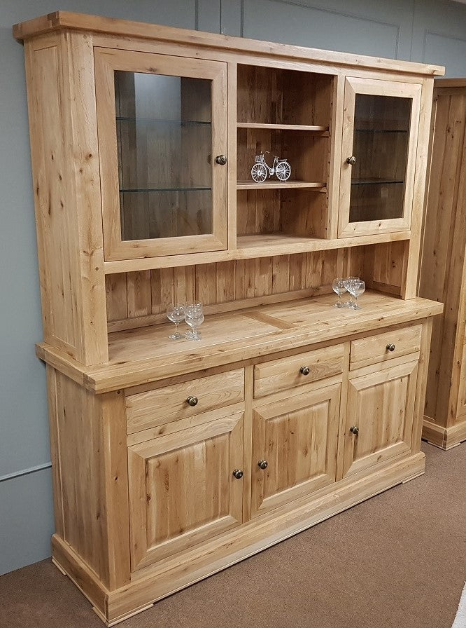 Wessex Oak 3 Bay Glazed Dresser Top (Only)
