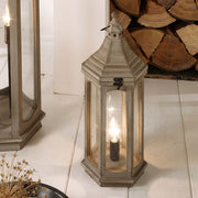 Adaline Grey Antique Wood Lantern Table Lamp