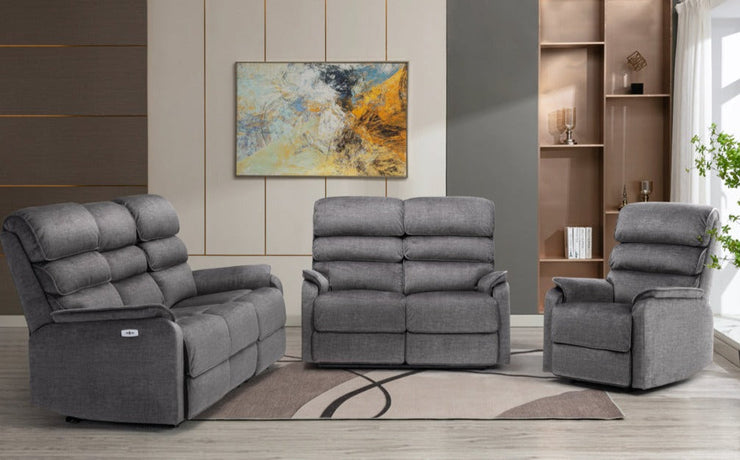 Westbury Grey Fabric 3 Seater Recliner Sofa