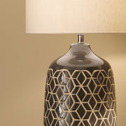 Athena Dark Grey Geo Ceramic Table Lamp