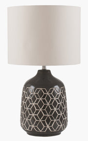 Athena Dark Grey Geo Ceramic Table Lamp