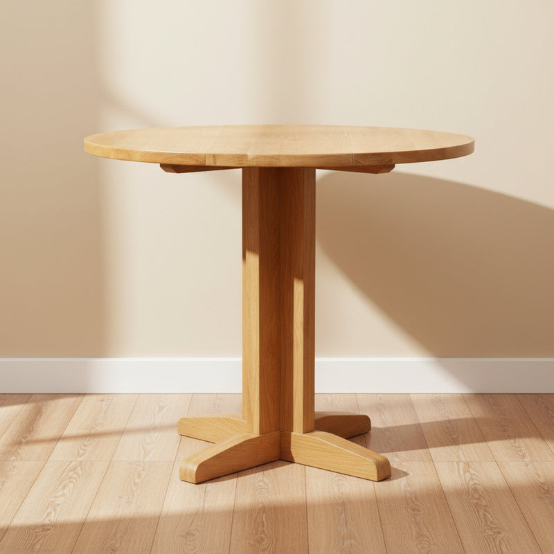 Dover Light Oak Round Drop Leaf Table