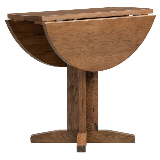 Dover Rustic Oak Round Drop Leaf Table – A World of Furniture