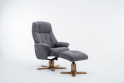 Durham Fabric Recliner with Footstool - Grey