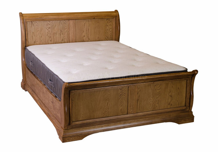 Deluxe Rustic Oak French Style Sleigh Bed