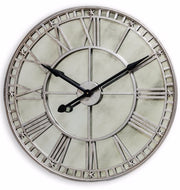 Large Silver Clock with Antique Mirror Face