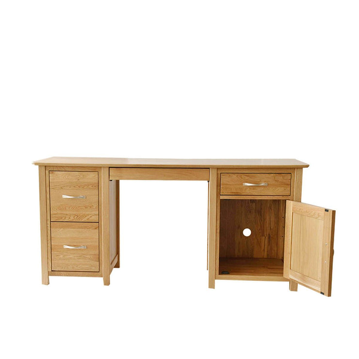 Oak Computer Stool Newland Oak Double Pedestal Computer Desk – A World of Furniture