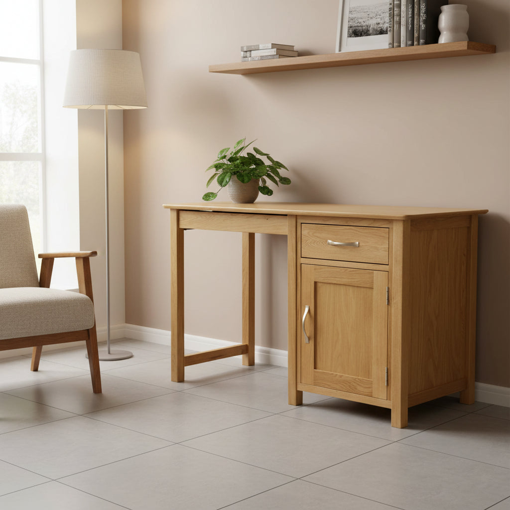 Newland Oak Single Pedestal Computer Desk