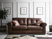 Pemberley 2 Seater Small Sofa - Indiana Tan Leather & Weathered Oak Feet