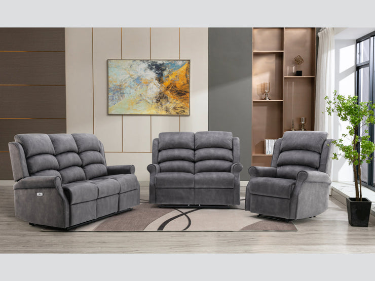 Pembroke Grey Fabric 3 Seater Recliner Sofa