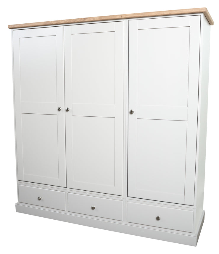 Cotswold Painted Triple Wardrobe With 3 Drawers