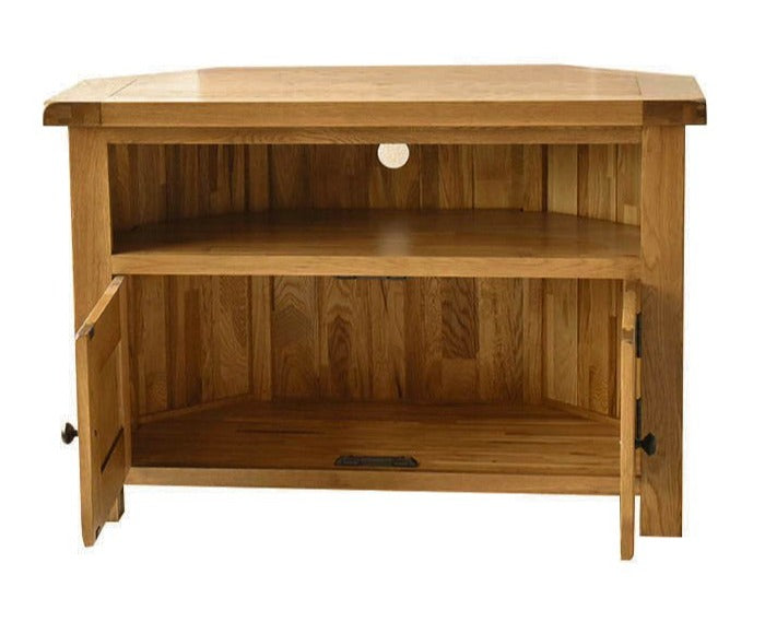 Deluxe Rustic Oak Corner TV Cabinet