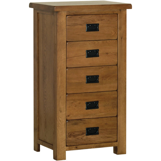 Deluxe Rustic Oak 5 Drawer Wellington Chest Of Drawers