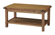 Deluxe Rustic Oak Coffee Table with Shelf