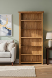 Deluxe Rustic Oak Tall Wide Bookcase